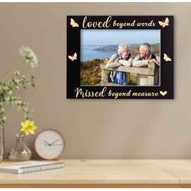 XJF Memorial Father Mother Engraved Picture Frame - Loved Beyond Words Missed Beyond Measure, Sympathy Loss of Father Gift, Remembrance Mother Gift