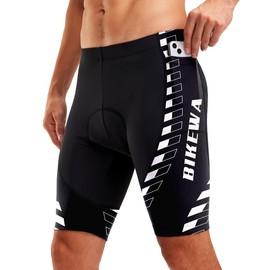 Men's Bike Shorts 4D Padded Biking Road Cycling Bicycle Padding Pants Biker Shorts for Men Zipper Pockets(White,XL)