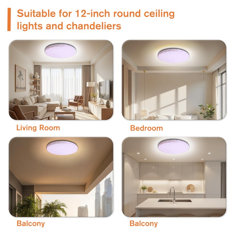 CASAZEN 12" Ceiling Light Cover, 1 Pcs Flush Mount Light