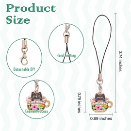 Ornaland 16 Pcs Phone Charm Wrist Strap Aesthetic Y2K Cute Cat Phone Charms Chain Suitable for Backpack Keychains Cameras Wallets Pendant Decoration(Cat)