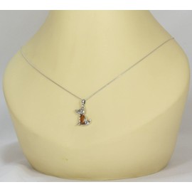 LIGURIUS NATURAL BALTIC AMBER STERLING SILVER 925 NECKLACE Cognac Dog Doggy Pet PENDANT Gemstone For Women & Silver Adjustable CHAIN Snake 45cm - 50 cm, Gift set