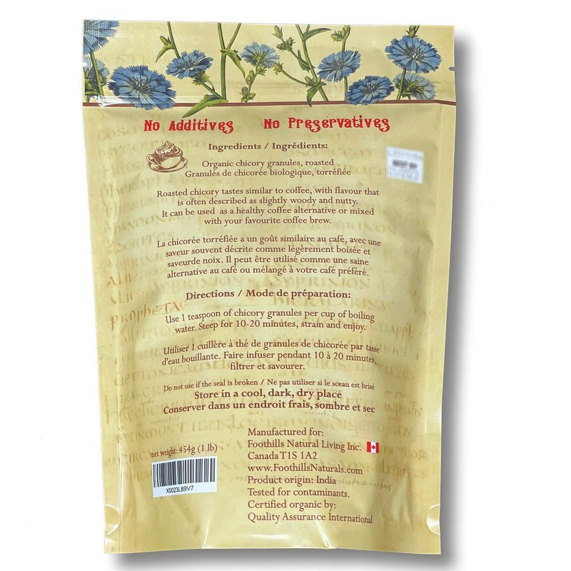 Foothills Naturals Chicory Root Roasted Granules Organic – 1 Pound