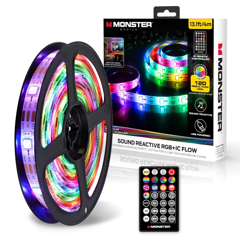 Monster RGB+IC LED Light Strips, 2-Pack of 13.1 Ft. (26.2