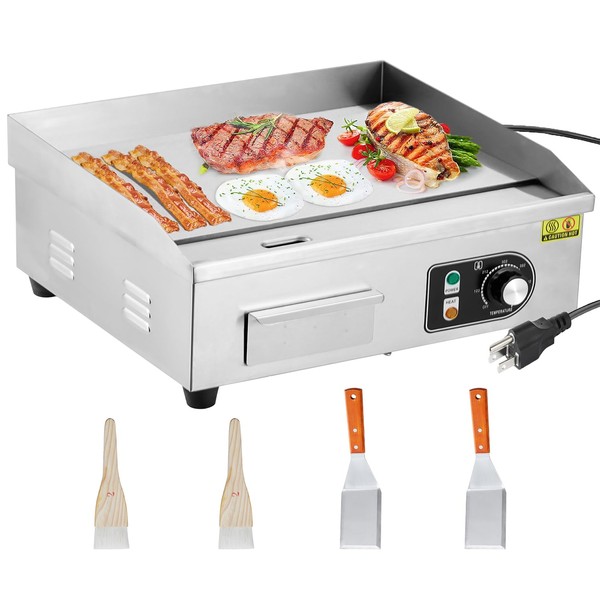 18'' Electric Countertop Griddle, 3000W Commercial Flat Top Grill with