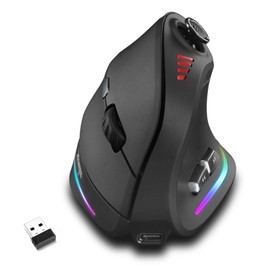 Gaming Mouse with 5 D Rocker, Wireless Vertical Mouse with [24000 DPI] [12 Programmable Buttons], Computer Mouse for Gamer/PC/E-Sports/Laptop (Black)