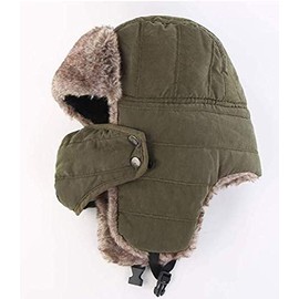Men Trapper Hat Winter Windproof Ski Hat Warm Hunting Hat Women Russian Trooper Fur Earflap Winter Skiing Hat Cap Plaid Aviator Ushanka Eskimo Hats Skiing Cap Ear Flaps Hats with Mask