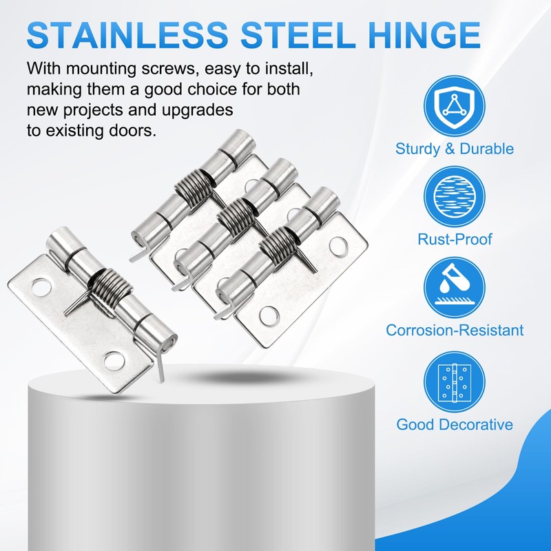 PATIKIL 2 Pcs Spring Loaded Hinges, 1.5" 304 Stainless Steel