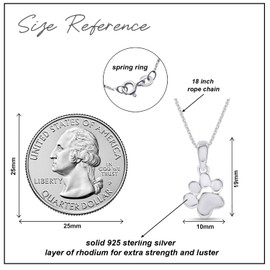 Plain Dog Paw Print Pendant Necklace Jewelry For Women In 14K White Gold Over Sterling Silver Along With 18" Chain