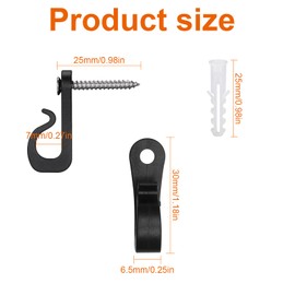 Weniubit 20Pcs Mini Fairy Light Screw Hooks, Outdoor Christmas Light Hooks Q-Hanger Hooks for Hanging Garden LED String Light and Christmas Party Decoration, Black (20)