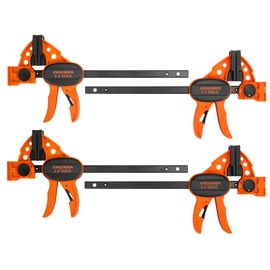 Jorgensen 6" Bar clamps for woodworking - 4-Pack, One-Hand Light Duty E-Z Hold Spreader Clamp, 150 lbs Capacity, Versatile and Easy-to-Use Design