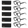 FEISEDY 5 Pack Retro Square Reading Glasses for Woman Men