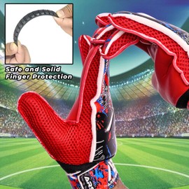 Arsh Sports Soccer Goalie Gloves, Football Goalkeeper Gloves for Kids Youth & Adult Strong Grip Finger Save 4mm Latex Finger Spine Protection (Red, Size 9 Suitable for Size M-L Adult)