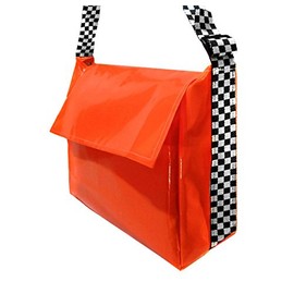 Small Fluo Orange Leaflet Delivery Bag with Chequered Strap