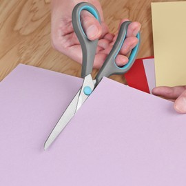 Asdirne Scissors, Stainless Steel Blades, Soft Grip Handle, Suitable for Households,Offices and Schools, All Purpose, Blue/Grey, 21.5 cm