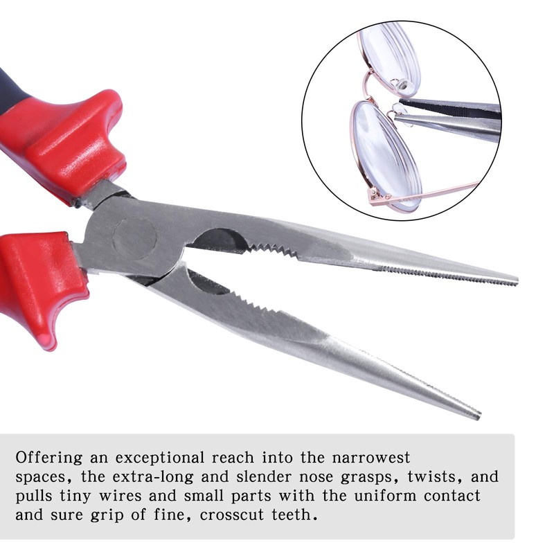Sharp-tec Long Nose Pliers 160mm with Soft Grip Handles, Heavy