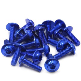 MACHSWON 20pcs M6 X 20mm Blue Aluminum Alloy Motorcycle Hex Socket Head Bolts Bumper Screws Universal Replacement 1996-2023