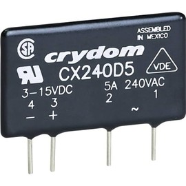 Crydom Semiconductor Relay Pack of 1 CX240D5 Load Current (Max. ): 5 A switching voltage (max. ): 280 V/AC zero span.