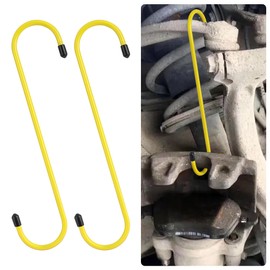 Stacool 2PCS Brake Caliper Hangers,Brake Caliper Tool/Brake Caliper Compression Tool for Changing Brake Pads,Braking,Universal Automotive Tools Brake Caliper Hooks with Rubber Caps (2, Yellow)