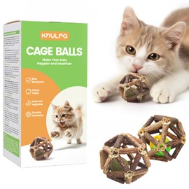 KDULPG Catnip Toys for Cats – (2PCS) Natural Silvervine Stick, Catnip Ball & Bell Ball | Interactive Cat Toys for Indoor Cats & Kittens | Teeth Cleaning, Stress Relief, Chew Toy for All Breeds