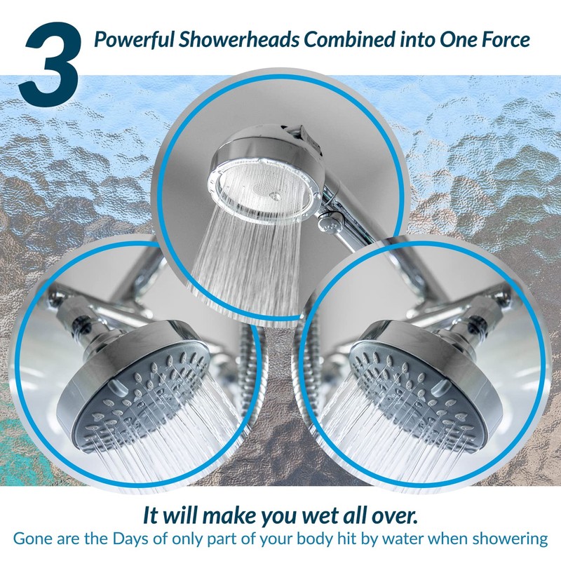 Shower with Power High Pressure Double Shower Heads with Handheld