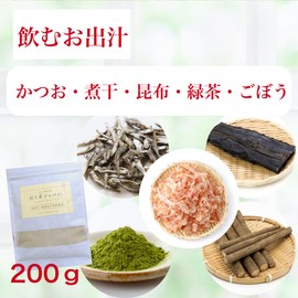 Dashiya Japan Drinking Soup Stock Powder, Green Tea, Burdock Powder, Bonito Flakes, Boiled Sardine, 3:1:1, No Additives, 7.1 oz (200 g)