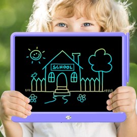 FLUESTON LCD Writing Tablet, Doodle Board Toys Gifts for 3-8 Year Old Girls Boys, 12 Inch Colorful Electronic Board Drawing Pad for Kids, Christmas Gifts for Toddler Educational Learning Travel,Purple