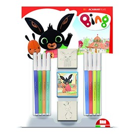 Multiprint Blister 2 Stamps for Children, Bing, 100% Made in Italy, Custom Stamp Set Children, in Wood and Natural Rubber, Non-Toxic Washable Ink, Gift Idea, Item 26987