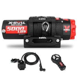 X-BULL γ Series Winch 5000 lb. Load Capacity with Synthetic Rope and Hawse Fairlead, Waterproof IP68, Wireless & Wired Remote with Mounting Plate for ATV/UTV,Boat Trailer Winch