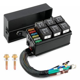 Delgada Relay Box 12V 6 Slots Waterproof Fuse Relay Box 6 Way 12 AWG Pre-Wired with O-Type Terminal (5/16") ATC/ATO Blade Fuse Holder for Automotive Car Marine RV