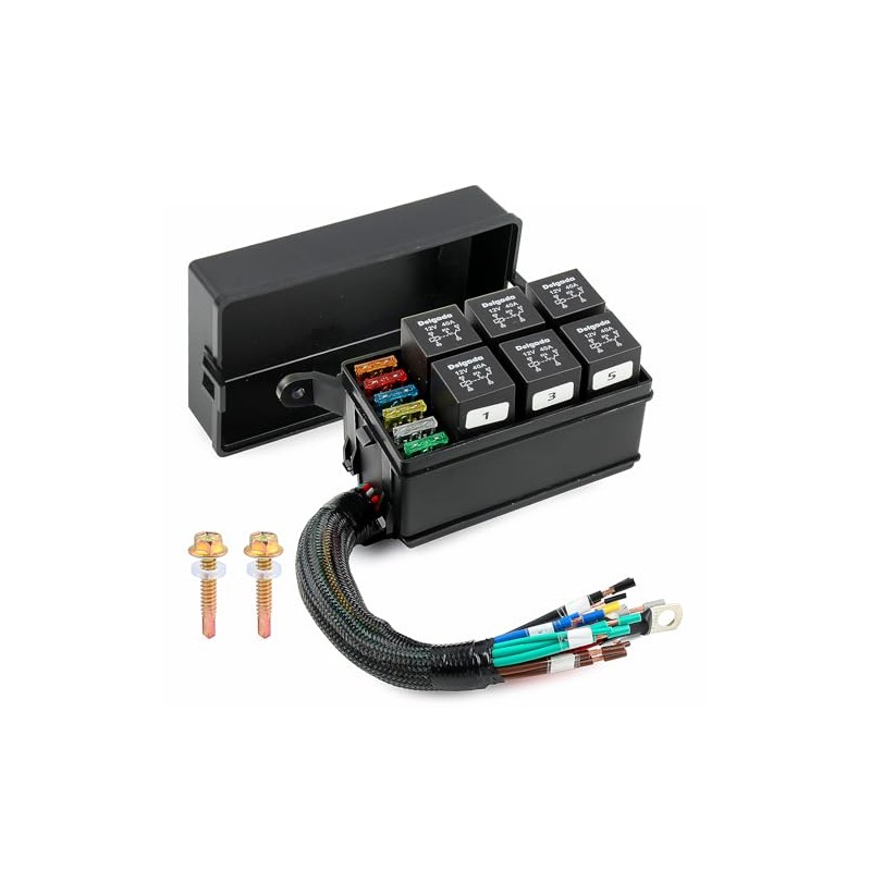 Delgada Relay Box 12V 6 Slots Waterproof Fuse Relay Box