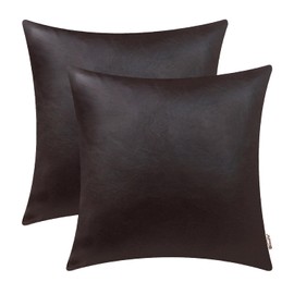 BRAWARM Faux Leather Throw Pillow Covers 20 X 20 Inches - Seal Brown Leather Pilow Covers Pack of 2, Solid Dyed Leather Pillowcases for Couch Bed Sofa Garden Home Decorative