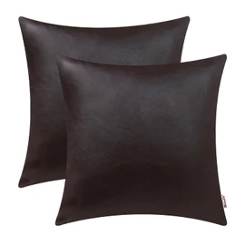 BRAWARM Faux Leather Throw Pillow Covers 20 X 20 Inches - Seal Brown Leather Pilow Covers Pack of 2, Solid Dyed Leather Pillowcases for Couch Bed Sofa Garden Home Decorative