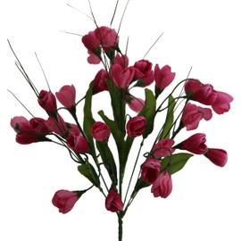 Admired By Nature 9 Stem Artificial Flowers Crocus Mum Bush Spring Faux Flower Arrangement for Outdoor & Indoor Wedding Home Decor, Cemetery Decorations for Grave, Pink