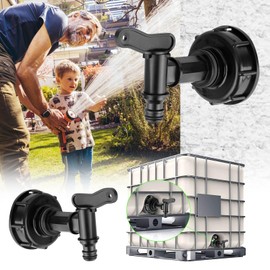 smtfcty IBC Tank Accessories IBC Outlet Tap 3/4 Inch with IBC Adapter, IBC Ball Outlet Valve, Ball Valve, Outlet Valve and Hose Nozzle, Hose Connection for 600/1000L IBC Rainwater Tanks, Rain Butt