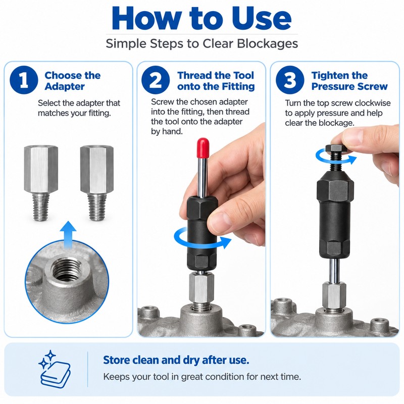 Lubrication Fitting Unclogger for Maintenance – Manual Metal Threaded Service