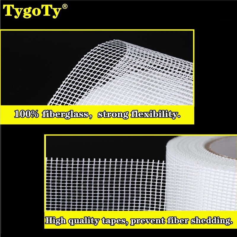 TygoTy Drywall Joint Mesh Tape 2“×180 Ft，Strong Self-Adhesive 100% Fiberglass