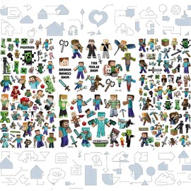 Temporary Tattoo for Kids,Tattoo Waterproof My World Pixels Birthday Party Supplies,Pixels Style Party Favors for Kids Boys Girls School Rewards Gifts(8 sheets/About 150 patterns)