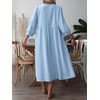 Celmia Cotton Dress for Women Summer Boho Puff Sleeve Linen