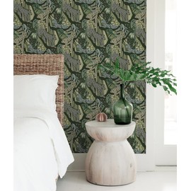 Pip & Lo Greens Cat Nap Peel & Stick Wallpaper, Green