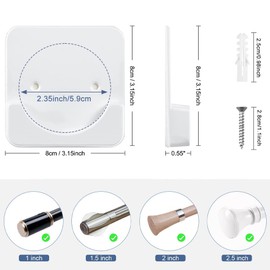 WETARENDA Tension Rod, Strong Support Plate, Set of 4, Diameter 2.2 inches (5.5 cm), Rod Reinforcement, Drop Prevention, Indoor/Outdoor, Laundry Dryer, Clothes Dryer, Mat Dryer, Rod Holder, Wall