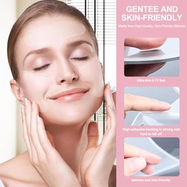 GGUFAY 8 Stück Silikonpflaster, wiederverwendbare Schönheitspflaster, Facelifting-Tapes, Anti-Falten-Pflaster für das Gesicht, glatte feine Linien und Fältchen