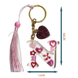 Rayna Initial Sparkle Resin Keychain "N" (pink)