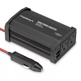 Maxboost 300W Power Inverter [2Pcs] Dual 110V AC Outlet/Dual 24W USB Car Charger