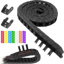 Xiatiaosann Drag Chain Cable Towing 3D Printer 10X20mm R18 Plastic Flexible Drag Chain Wire Carrier Open Type for 3D Printer and CNC Router Mill Machine with 1 Pair Connector, 1M