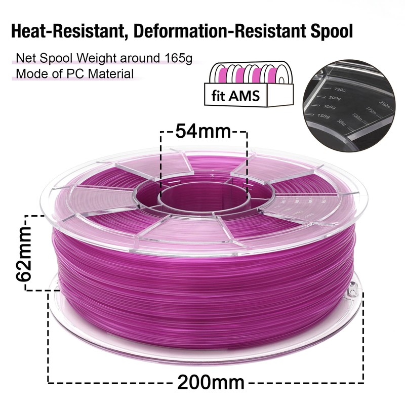 YXPOLYER ABS Filament Low Odor ABS+ 3D Printing Transparent Pink