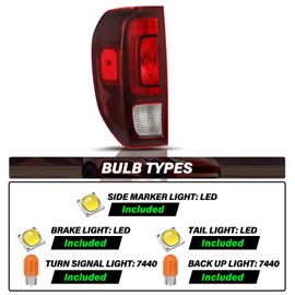 LED DRL Tail Light Assembly [Bulbs Included] for 2017-2023 Honda Ridgeline OEM Rear Outer Red Clear Tail Lamp Left & Right Side