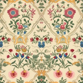 ILHIIOR Yellow Floral Wallpaper Boho Peel and Stick Wallpaper Leaf Vintage Contact Paper Boho Flower Wall Paper Removable Wallpaper Self Adhesive for Cabinet Drawers Wall Decor 17.5''x118.1''