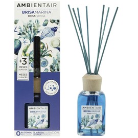 Ambientair Difusor de Varillas 100 ml Aroma Brisa Marina Mikado Clásico Aromatizante de Ambiente Fresco y Marino con Varillas de Ratán