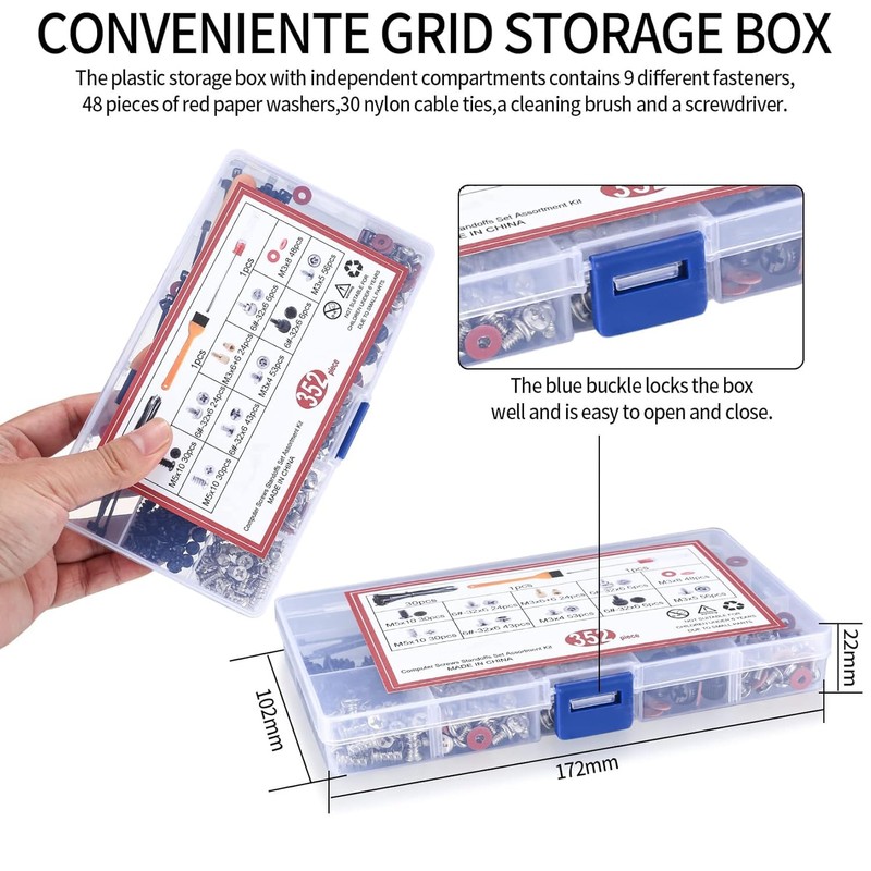 352 Pcs Motherboard Screws Kit - ATX Case Fan Screws