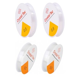 LORJE 4 Roll Clear Elastic Beading Threads，Stretchy Bead Cord String Stretchy Crystal Bracelet String for DIY Bracelet,Beading, Jewelry Making (0.5mm&0.8mm)